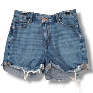 American Eagle‎ Denim Shorts Women's Size 4 Highest Rise Mom Short Raw Hem
